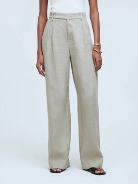 Madewell Linen Harlow Wide-Leg Pants in Pumice